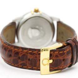 Pre Owned Omega Silver 18K Yellow Gold And Stainless Steel Constellation 1372.30 Women's Wristwatch 25 mm