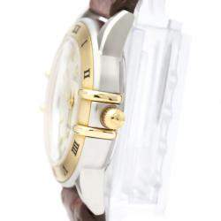 Pre Owned Omega Silver 18K Yellow Gold And Stainless Steel Constellation 1372.30 Women's Wristwatch 25 mm