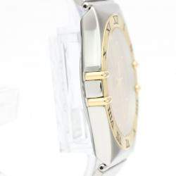 Pre Owned Omega Champagne 18K Yellow Gold And Stainless Steel Constellation Quartz 396.1070 Women's Wristwatch 33 mm