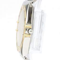 Pre Owned Omega Champagne 18K Yellow Gold And Stainless Steel Constellation Quartz 396.1070 Women's Wristwatch 33 mm