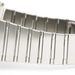 Pre Owned Omega Champagne 18K Yellow Gold And Stainless Steel Constellation Quartz 396.1070 Women's Wristwatch 33 mm