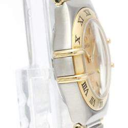 Pre Owned Omega Champagne 18K Yellow Gold And Stainless Steel Constellation 1362.10 Quartz Women's Wristwatch 22 mm