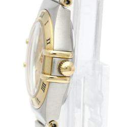 Pre Owned Omega Champagne 18K Yellow Gold And Stainless Steel Constellation 1362.10 Quartz Women's Wristwatch 22 mm