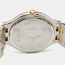Pre Owned Omega Champagne 18k Yellow Gold Stainless Steel DeVille Symbol 196.0316 Women's Wristwatch 32 mm