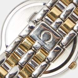 Pre Owned Omega Champagne 18k Yellow Gold Stainless Steel DeVille Symbol 196.0316 Women's Wristwatch 32 mm