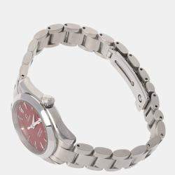 Pre Owned Omega Red Stainless Steel Seamaster Aqua Terra 2577.60 Quartz Women's Wristwatch 28 mm