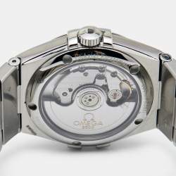 Pre Owned Omega Silver Stainless Steel Diamond Constellation 123.15.35.20.52.001 Women's Wristwatch 35 mm
