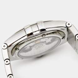 Pre Owned Omega Silver Stainless Steel Diamond Constellation 123.15.35.20.52.001 Women's Wristwatch 35 mm