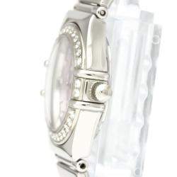Pre Owned Omega Pink Shell Diamond Stainless Steel Constellation 1457.78 Women's Wristwatch 22 mm