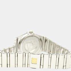 Pre Owned Omega Pink Shell Diamond Stainless Steel Constellation 1457.78 Women's Wristwatch 22 mm