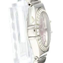 Pre Owned Omega Pink Shell Diamond Stainless Steel Constellation 1457.78 Women's Wristwatch 22 mm