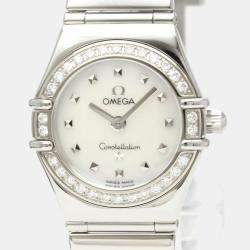 Pre Owned Omega White Shell Stainless Steel Constellation 1465.71 Quartz Women's Wristwatch 22 mm