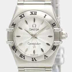 Pre Owned Omega Silver Stainless Steel Constellation 1562.31 Quartz Women's Wristwatch 22 mm