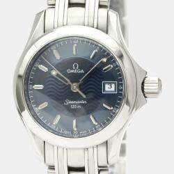 Pre Owned Omega Blue Stainless Steel Seamaster 2581.81 Quartz Women's Wristwatch 26 mm