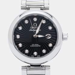 Omega Black Stainless Steel Diamond De Ville Ladymatic 425.30.34.20.51.001 Women's Wristwatch 34 mm