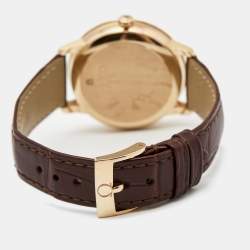 Omega Mother of Pearl 18k Rose Gold Alligator DeVille Prestige 424.53.33.20.05.001 Women's Wristwatch 32.7 mm