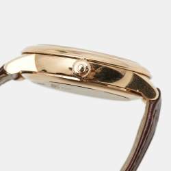 Omega Mother of Pearl 18k Rose Gold Alligator DeVille Prestige 424.53.33.20.05.001 Women's Wristwatch 32.7 mm