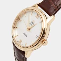 Omega Mother of Pearl 18k Rose Gold Alligator DeVille Prestige 424.53.33.20.05.001 Women's Wristwatch 32.7 mm