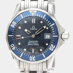 Pre Owned Omega Blue Stainless Steel Seamaster Professional 2583.80 Quartz Women's Wristwatch 29 mm