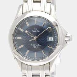 Pre Owned Omega Blue Stainless Steel Seamaster 2571.81 Quartz Women's Wristwatch 29 mm