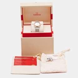 Pre Owned Omega Mother Of Pearl Diamond 18K Rose Gold Stainless Steel Constellation Women's Wristwatch 24 mm