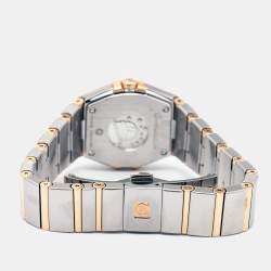 Pre Owned Omega Mother Of Pearl Diamond 18K Rose Gold Stainless Steel Constellation Women's Wristwatch 24 mm