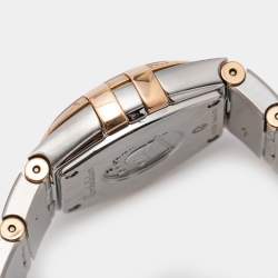 Pre Owned Omega Mother Of Pearl Diamond 18K Rose Gold Stainless Steel Constellation Women's Wristwatch 24 mm