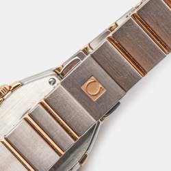 Pre Owned Omega Mother Of Pearl Diamond 18K Rose Gold Stainless Steel Constellation Women's Wristwatch 24 mm