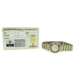 Pre Owned Omega White Shell 18k Yellow Gold And Stainless Steel Constellation 1262.70 Quartz Women's Wristwatch 22 mm