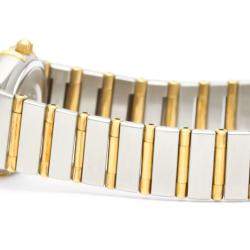 Pre Owned Omega White Shell 18k Yellow Gold And Stainless Steel Constellation 1262.70 Quartz Women's Wristwatch 22 mm