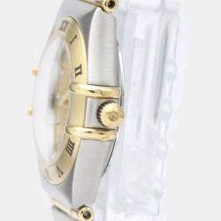 Pre Owned Omega Gold Diamond 18k Yellow Gold And Stainless Steel Constellation 1262.15 Quartz Women's Wristwatch 22 mm