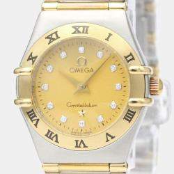 Pre Owned Omega Gold Diamond 18k Yellow Gold And Stainless Steel Constellation 1262.15 Quartz Women's Wristwatch 22 mm