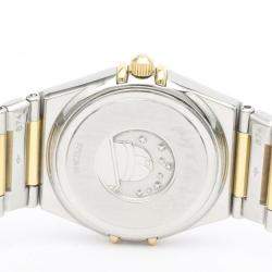 Omega White Shell 18k Yellow Gold And Stainless Steel Constellation 1371.71 Quartz Women's Wristwatch 25 mm