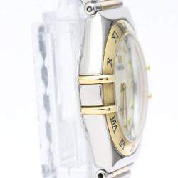 Omega White Shell 18k Yellow Gold And Stainless Steel Constellation 1371.71 Quartz Women's Wristwatch 25 mm