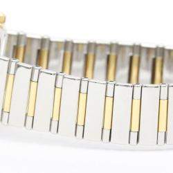 Omega White Shell 18k Yellow Gold And Stainless Steel Constellation 1371.71 Quartz Women's Wristwatch 25 mm