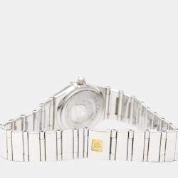 Omega Black Diamond Stainless Steel Constellation 1566.56 Quartz Women's Wristwatch 22 mm