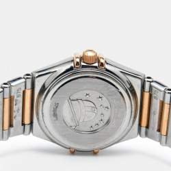 Omega MOP Diamonds 18k Rose Gold And Stainless Steel Constellation My Choice 1368.71.00 Women's Wristwatch 22.5 mm