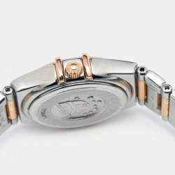 Omega MOP Diamonds 18k Rose Gold And Stainless Steel Constellation My Choice 1368.71.00 Women's Wristwatch 22.5 mm