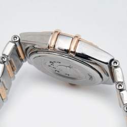 Omega MOP Diamonds 18k Rose Gold And Stainless Steel Constellation My Choice 1368.71.00 Women's Wristwatch 22.5 mm