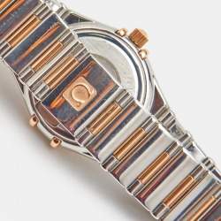Omega MOP Diamonds 18k Rose Gold And Stainless Steel Constellation My Choice 1368.71.00 Women's Wristwatch 22.5 mm