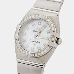 Omega MOP Diamonds Stainless Steel Constellation 123.15.24.60.05.001 Women's Wristwatch 24 mm