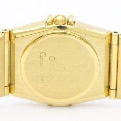 Pre Owned Omega Blue Diamonds 18K Yellow Gold Constellation 895.1081 Quartz Women's Wristwatch 22 mm