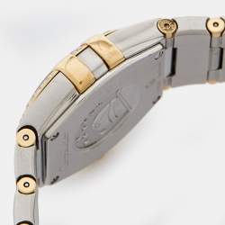 Omega Mother Of Pearl 18K Yellow Gold Stainless Steel Diamond Constellation 123.20.27.60.55.004 Women's Wristwatch 27 mm