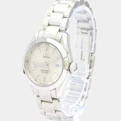Pre Owned Omega Silver Stainless Steel Seamaster Aqua Terra 2577.30 Women's Wristwatch 29 mm