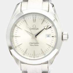 Pre Owned Omega Silver Stainless Steel Seamaster Aqua Terra 2577.30 Women's Wristwatch 29 mm