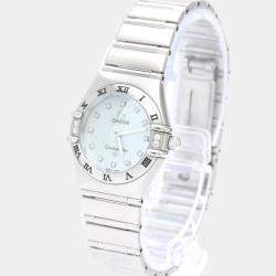Omega MOP Diamonds Stainless Steel Constellation 1567.76 Quartz Women's Wristwatch 22 mm
