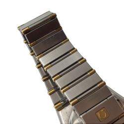 Pre Owned Omega White 18K Yellow Gold And Stainless Steel Constellation 1310.20 Quartz Women's Wristwatch 33 mm