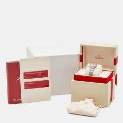 Pre Owned Omega Silver 18k Rose Gold Stainless Steel Constellation 123.20.24.60.02.001 Women's Wristwatch 24 mm