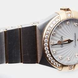 Omega Mother Of Pearl 18K Rose Gold Stainless Steel Constellation 123.25.27.60.55.002 Women's Wristwatch 27 mm