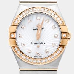 Omega Mother Of Pearl 18K Rose Gold Stainless Steel Constellation 123.25.27.60.55.002 Women's Wristwatch 27 mm
